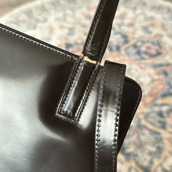 Authentic Salvatore Ferragamo Handbag Gancini Leather Brown Bag Vintage - Picture 14 of 16